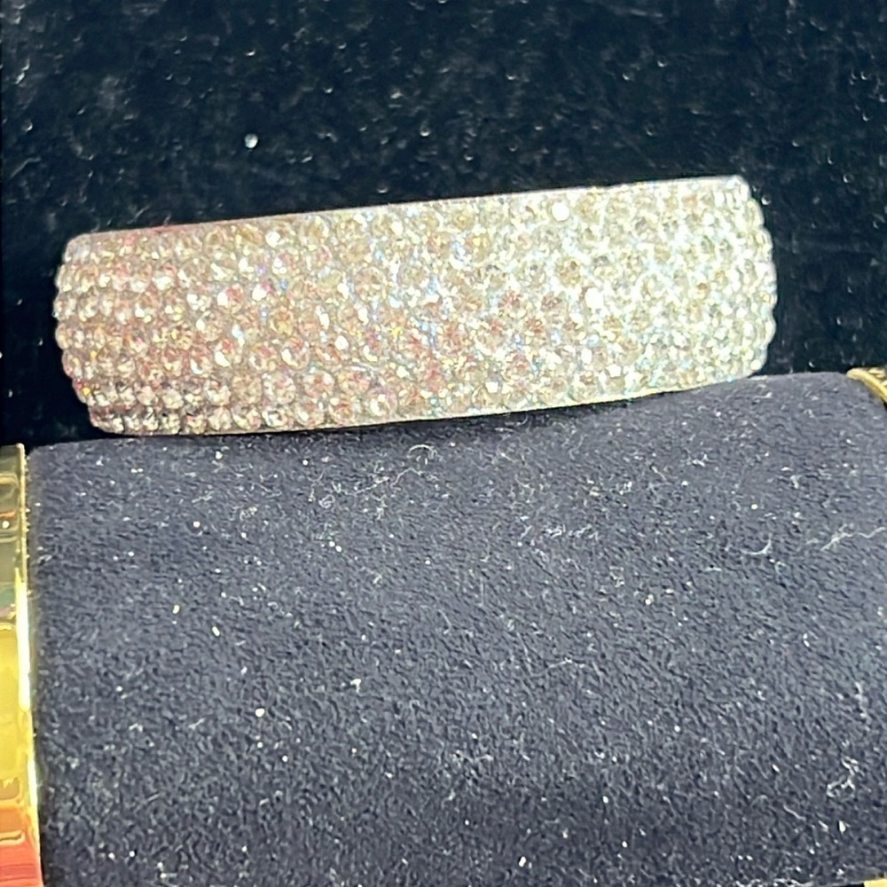 Silver Crystal Studed Bangle Bracelet - image 1